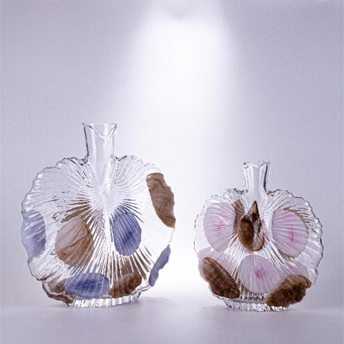 Striped Petals Design Glass Vases Flower Vase Set of 4