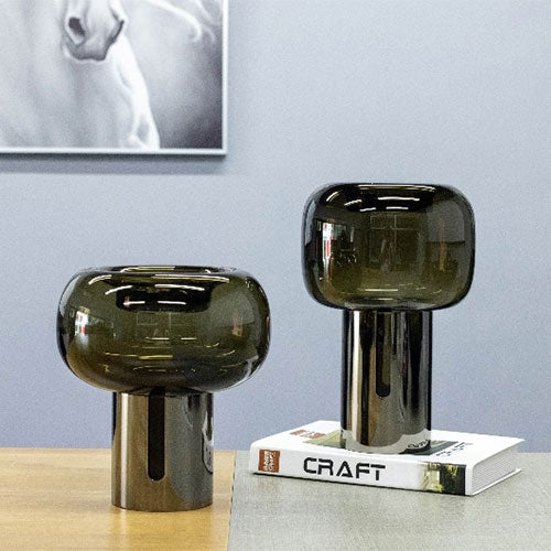 Dark Green Glazed Glass Vase Flower Vessel Set of 4