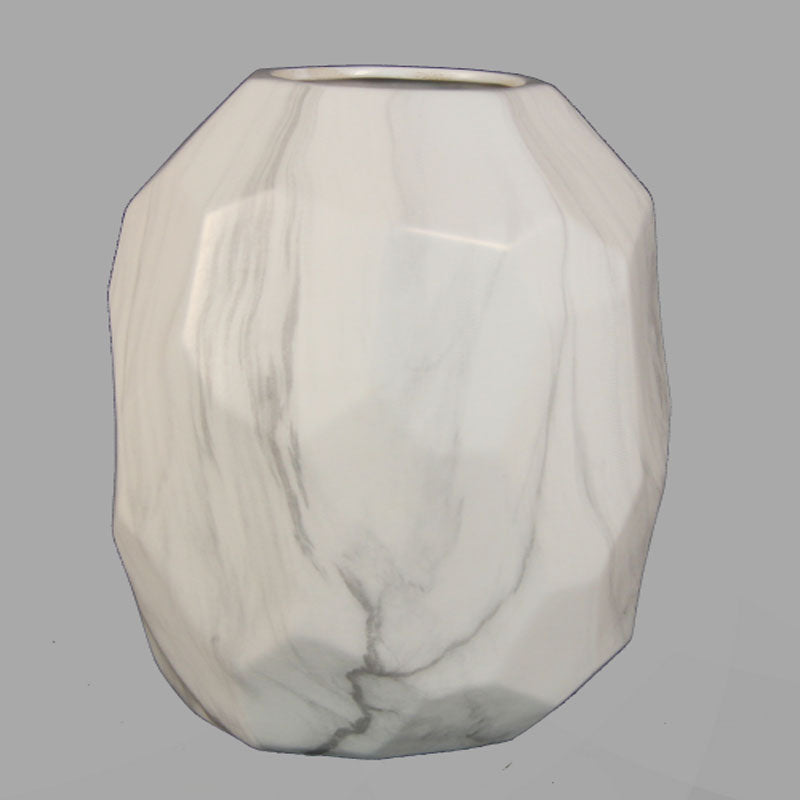 Smooth White Ceramic Oval Vase Set of 10