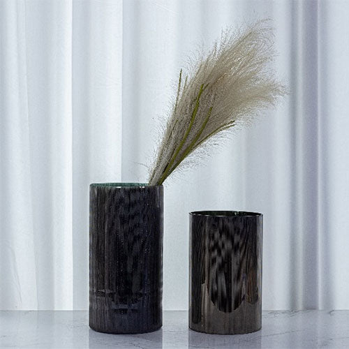 Black Glass Cylinder Vase Multiple Size Set of 4
