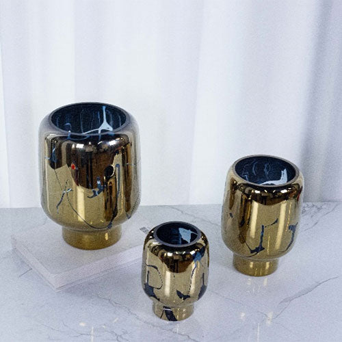 Golden Round Glass Vase Multiple Size Set of 4/6/12