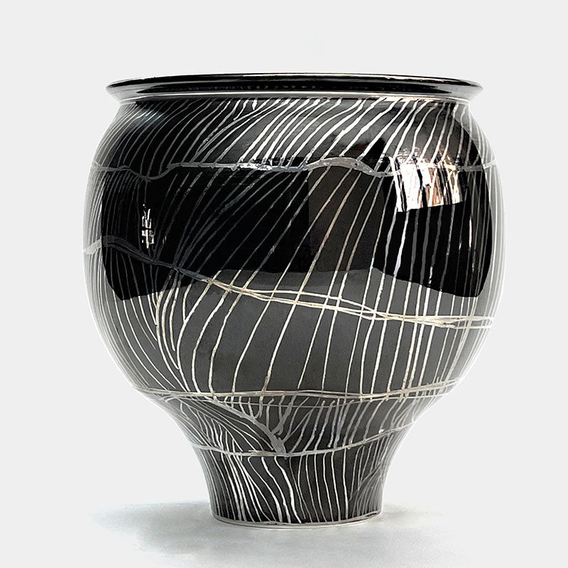 Silver Tread Cylinder Ceramic Vase-Pack of 1 PCS