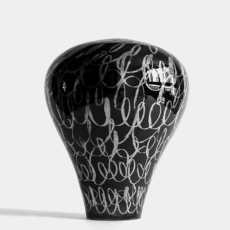 Silver Tread Handstand Belly Ceramic Vase-Pack of 1 PCS