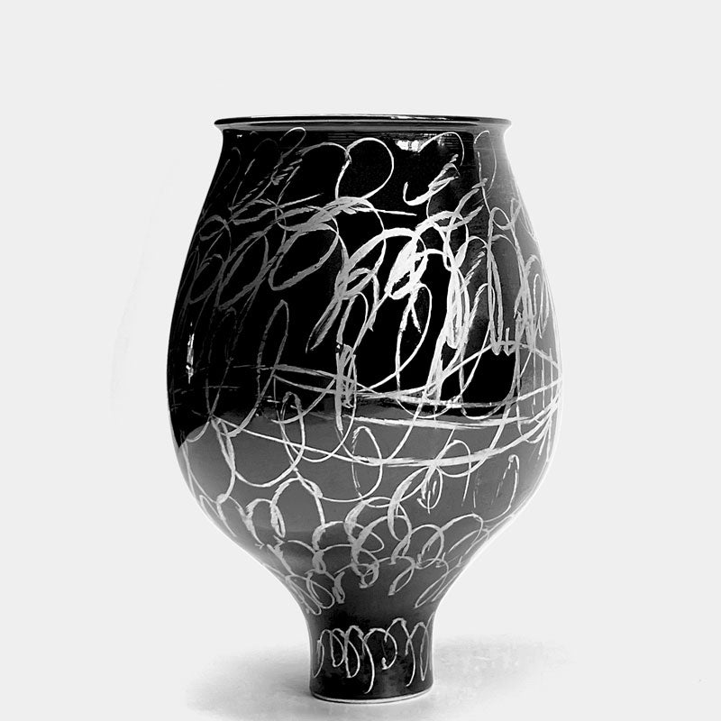 Silver Tread Tulip Shape Ceramic Vase-Pack of 1 PCS