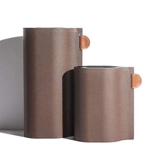 Brown Leather Wrapped Vase Set of 1
