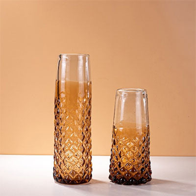 Brown Narrow Mouth Glass Vases Set of 6