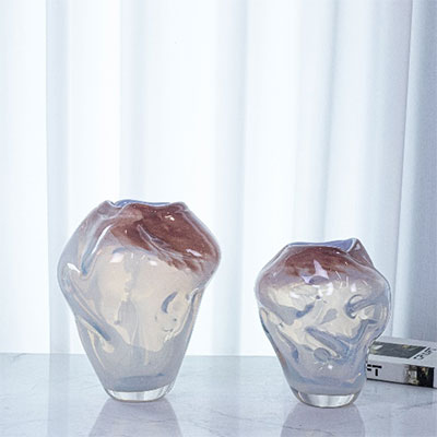 White Frosted Glass Jar Vases   Set of 4